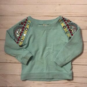 Teal embroidered sweatshirt with embellishment 2T